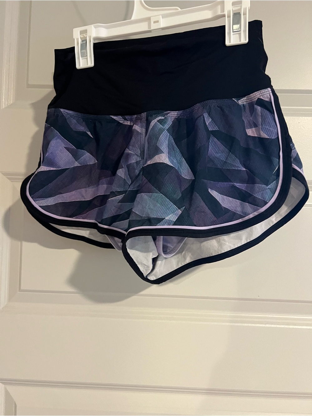 lululemon athletica Black Waist Purple Geometric Print Athletic Shorts